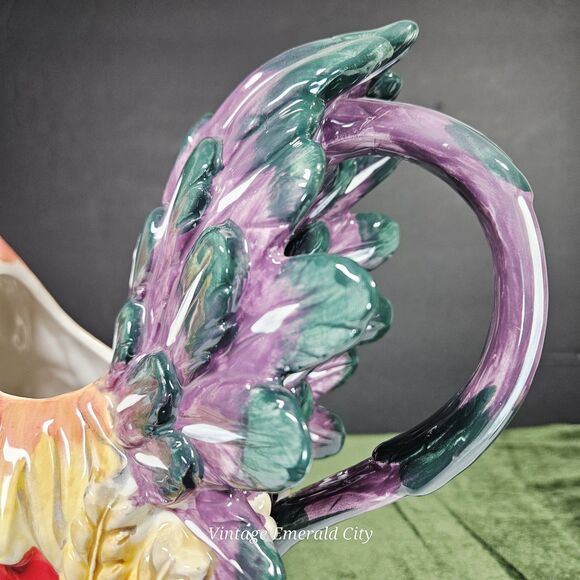 Vtg Decorative Chicken Hand-painted Ceramic 3D Rooster Pitcher Bird Water Jug - Picture 10 of 12